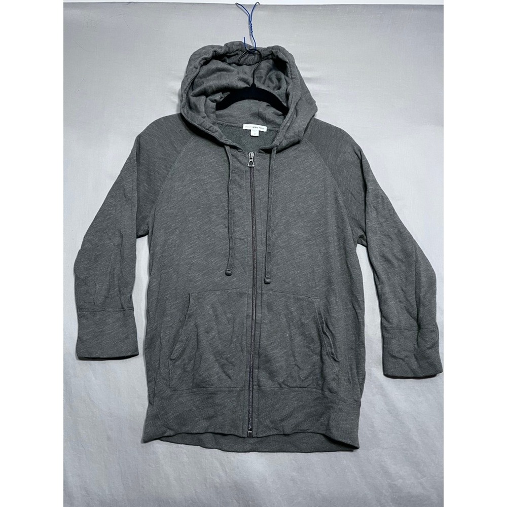 Standard James Perse Charcoal Gray Full Zip Slub Knit Hoodie Size 3 Made in USA